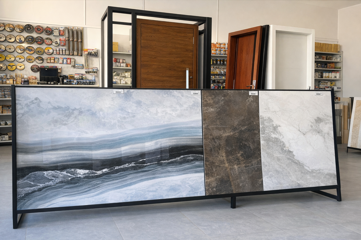 Produtos e materiais em exposição